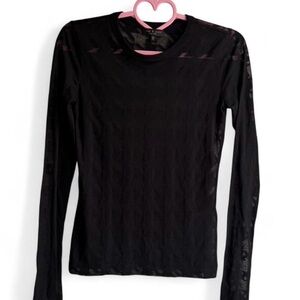 rag & bone Black Sheer Long Sleeve Top